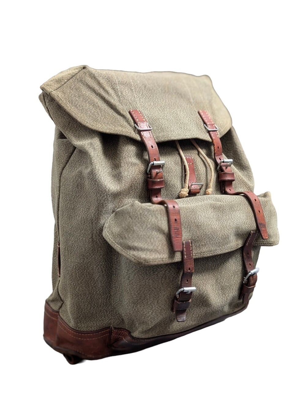 Vintage 1969 Swiss Army Salt & Pepper Rucksack Leather Base